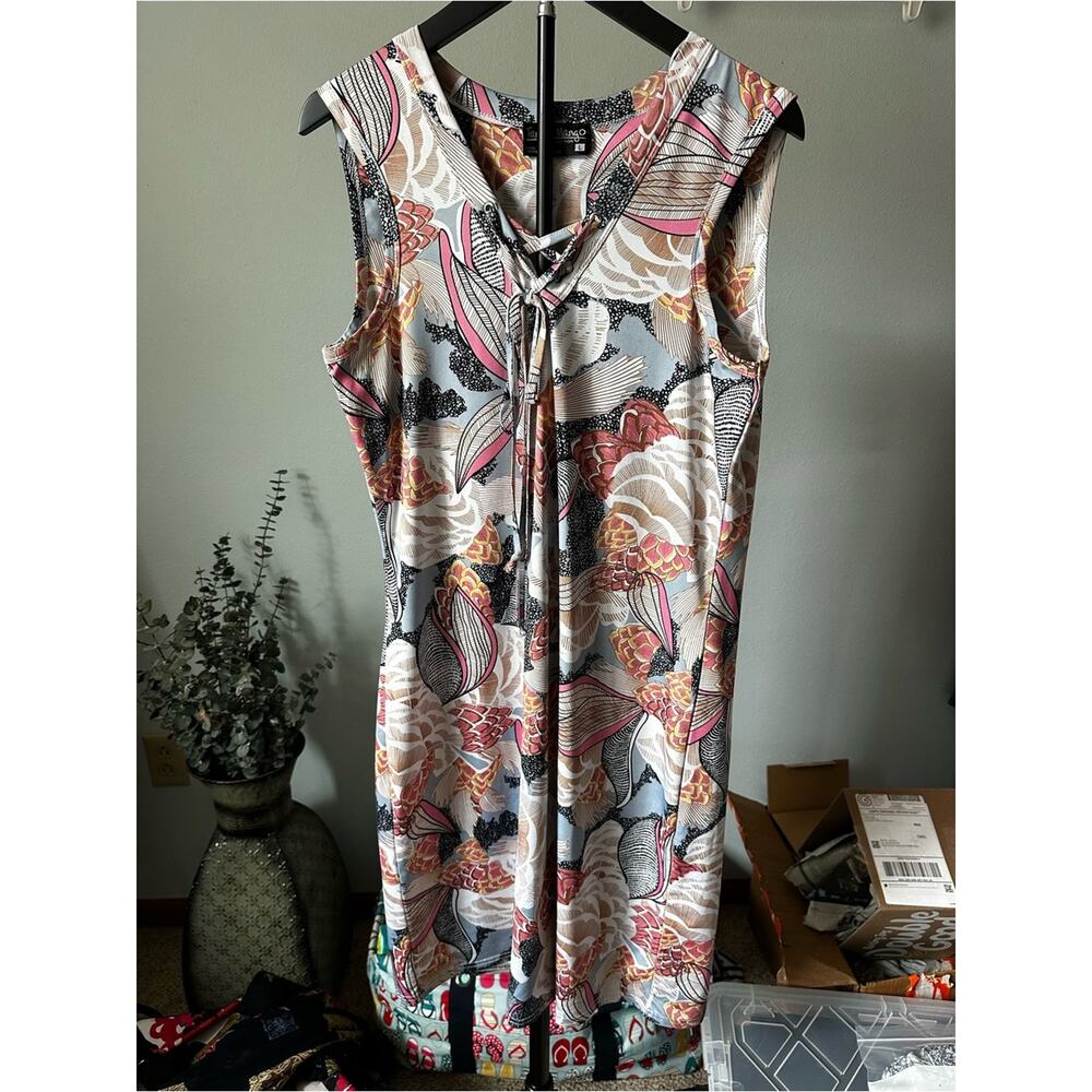 Tango Mango Sleeveless Keyhole Swing Dress Multicolored Floral Resort Size L